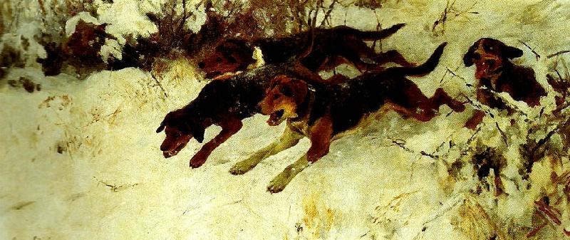 bruno liljefors fyra jagande hundar isho china oil painting image